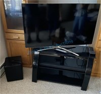 Samsung TV TV stand sound bar and sub woofer