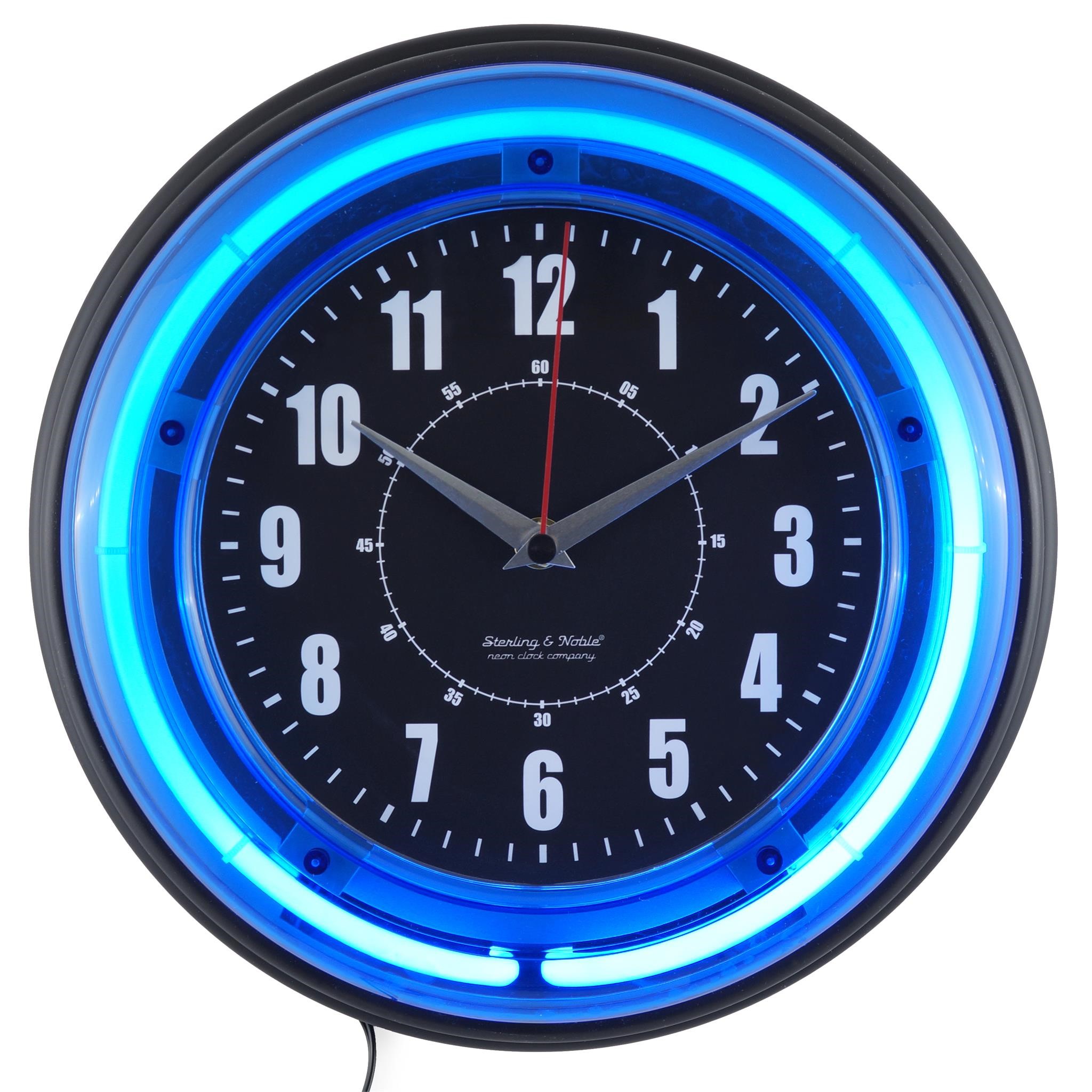 Sterling and Noble Blue Neon Analog Wall Clock