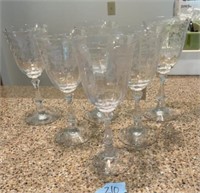 Fostoria etched water goblets- as is