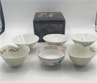 Rice/soup bowls and pot sticker warmer