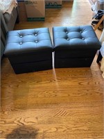 2 Faux Leather Storage Footstools