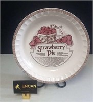 Vintage JEANNETTE Strawberry Pie dish with Recipe