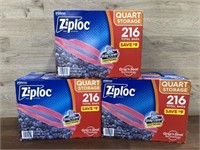 3-216ct quart storage ziploc bags