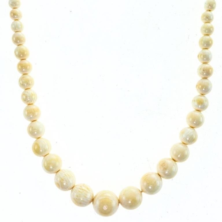 Hand Carved Ivory Graduating Bead Necklace1