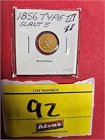 1856 TYPE III /5, 1 DOLLAR GOLD PIECE