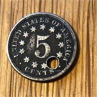 Shield Nickel with Hole