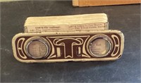 Antique tin litho stereo viewer and cards