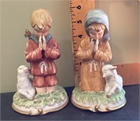 2 Lefton praying boy and girl china figures