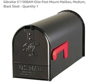 Post-Mount Mailbox, Medium, Black Steel