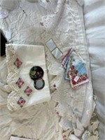 Vintage Pillow Cases, 2 Small Mirrors, 4 Hankies