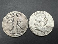 1944-D and 1958-P Silver Half Dollars