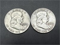 1958-D & 1959-D Franklin Silver Half Dollars