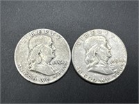 (2) 1954 Franklin Silver Half Dollars