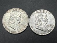 1949-P and 1948-D Franklin Silver Half Dollars