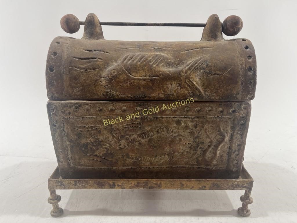 Antique Metal Fish Box