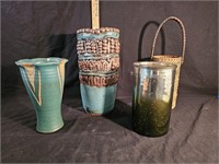 Vintage Ceramic Pottery Vase, Wicker Vase & More