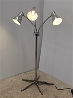 INDUSTRIAL CHROME TRI-LIGHT GOOSENECK FLOOR LAMP