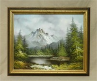Mountain Landscape Oil on Canvas, Signed.