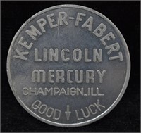 Lincoln Mercury Good Luck Calendar Coin