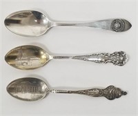 Lot of 3 Vintage Sterling Silver Souvenir Spoons