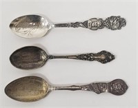 Lot of 3 Vintage Sterling Silver Souvenir Spoons