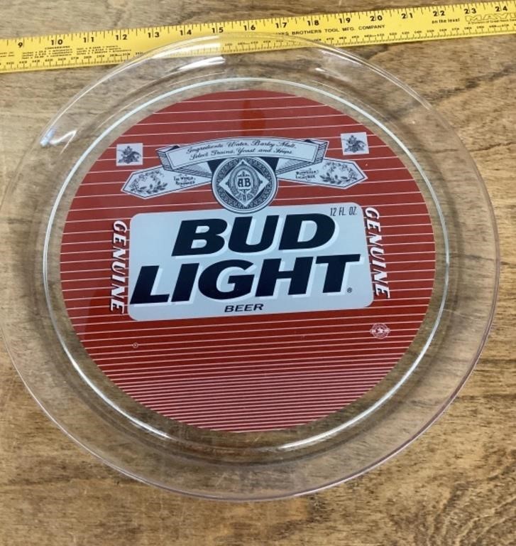 Glass Bud Light beer tray