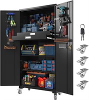 Metal Storage Cabinet w Doors & Adjustable Shelves