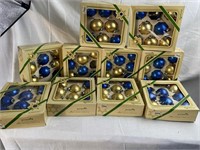 Blue and Gold Glass Christmas Ornaments