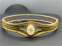 Antique gold filled and enamel cameo bracelet