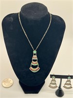 Zuni Circa 1960 Opal Earrings & Necklace