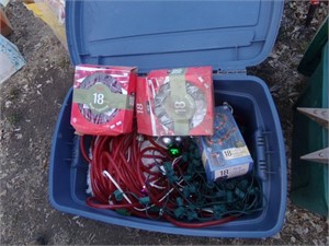 tote with rope lights and other Christmas lights