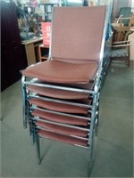 6 Stackable Fabric and Chrome Chairs