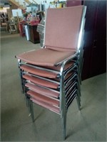 6 Stackable Fabric and Chrome Chairs