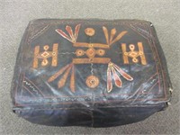 Snake Skin Decorated Leather Foot Stool