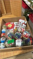 Box of Christmas ornaments