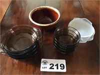 LOVENWARE DISHES, BROWN GLAZE BOWL