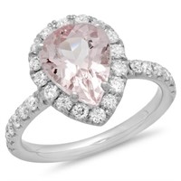 14K Gold 2.50ct Morganite & 0.65ct Diamond Ring