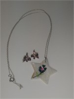 .925 Sterling/Garnet Butterfly Earrings & Necklace