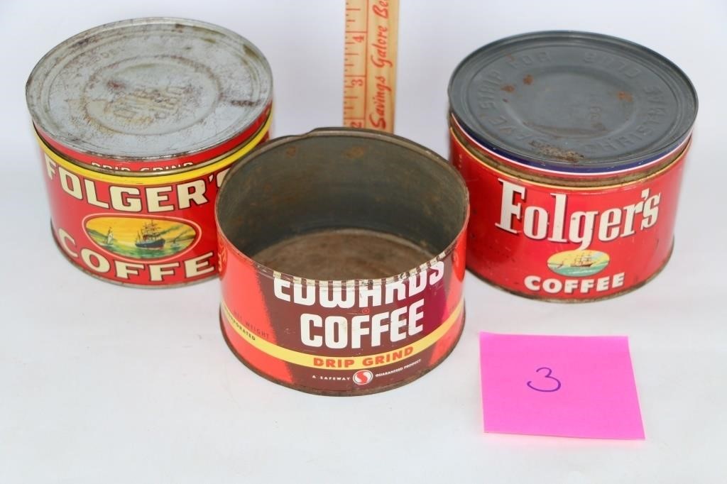 Vtg Edwards and Folger's Coffee Tins