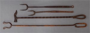Antique Wrought Iron Fireplace Tools, 4