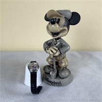 Vintage Goofy Watch and Mickey Mouse Figure
