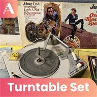 Vintage Turntable and Vinyl Records