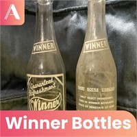 2 Vintage Royal-Ade Winner Glass Bottles