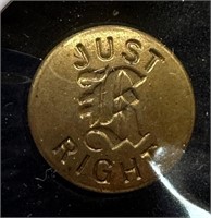 ANTIQUE JUST RIGHT BRASS BUTTON