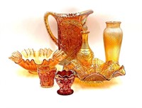 Assorted Marigold Carnival Glass