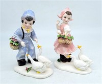 Vintage Dutch Boy & Girl w Geese Figurines Japan 7