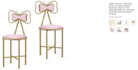 Wisfor Pack of 2 Pink Bow Vanity Chairs Makeup Cha