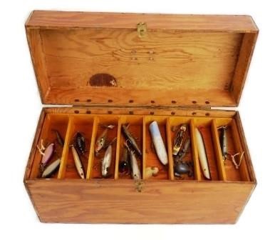 Wood Tackle Box With Lures