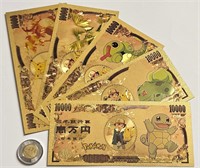 5 billets Pokémon GOLD feuille d'or, neuf