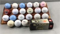 Golf ball display and golf balls